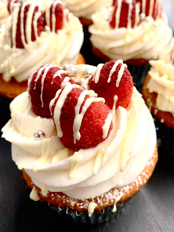 Raspberry White Chocolate Cupcakes - Qty 6