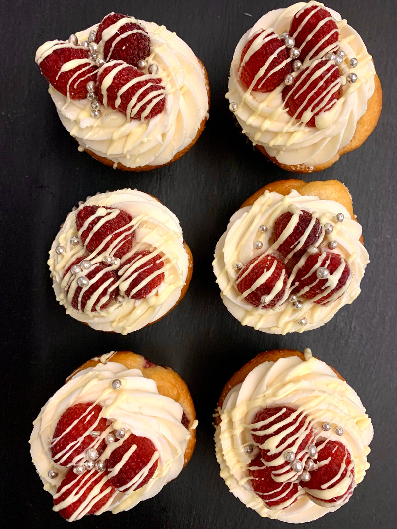 Raspberry White Chocolate Cupcakes - Qty 6